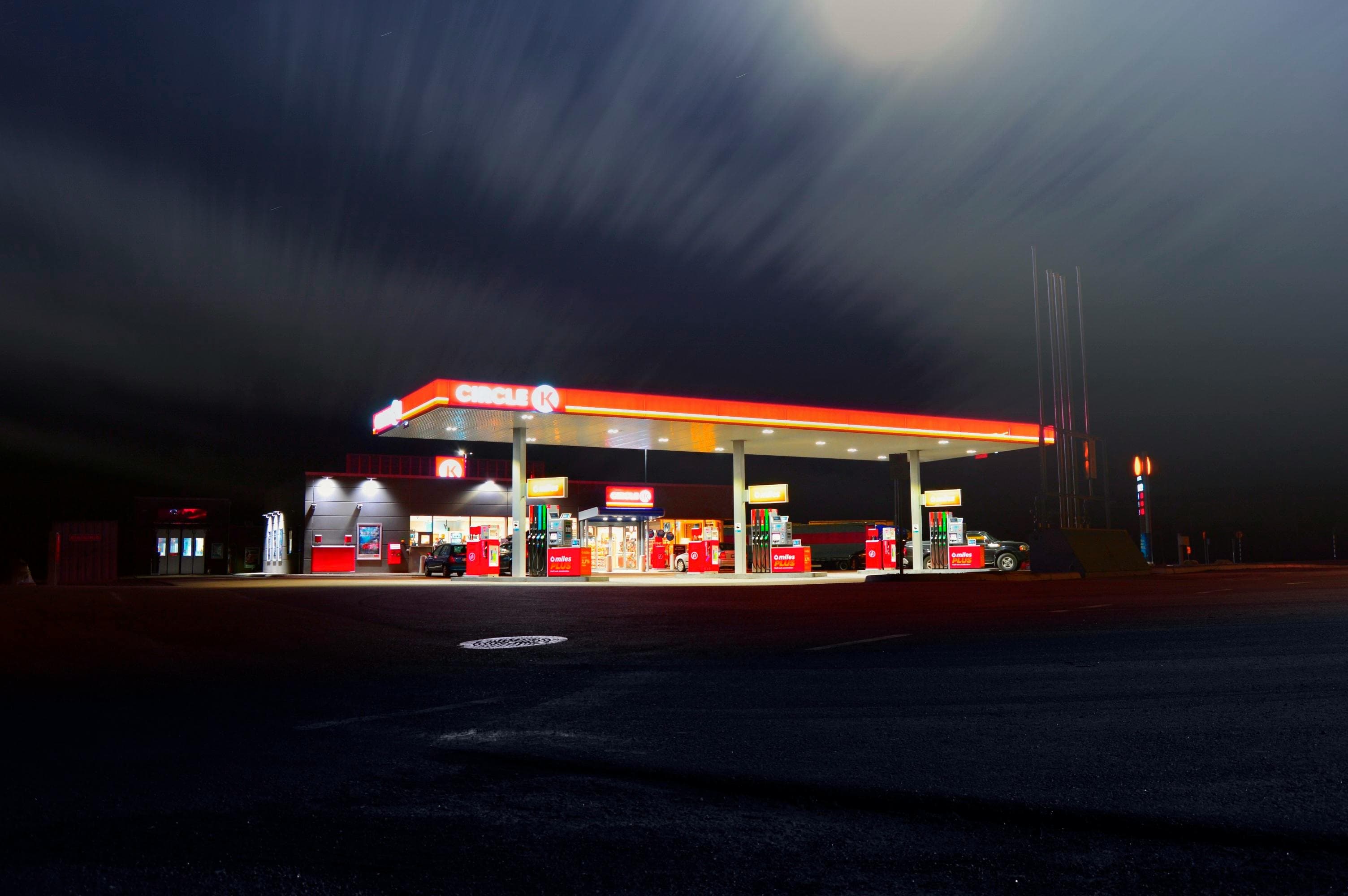 Circle K gas station at night